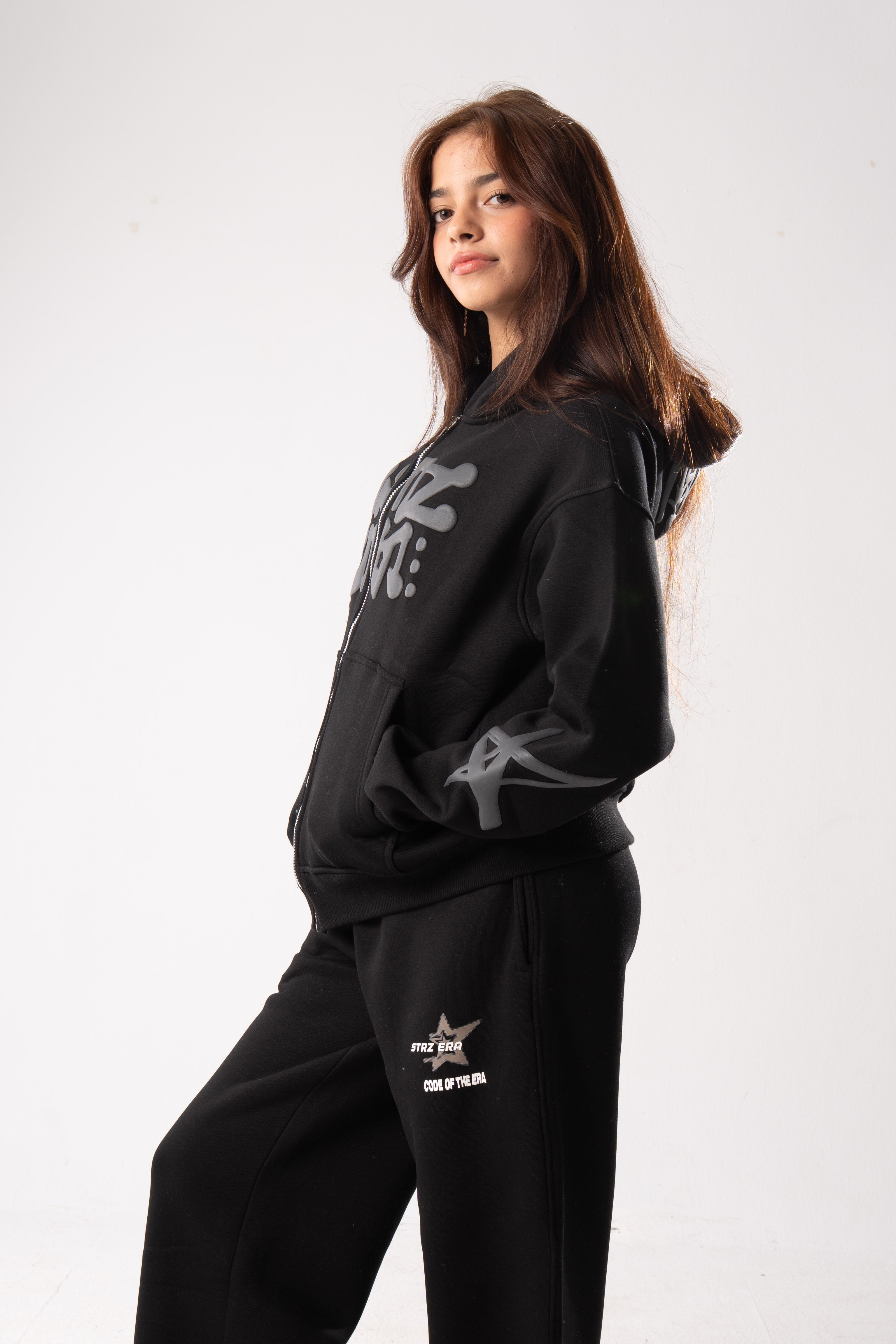 Strz era Zip Up Puff printed black